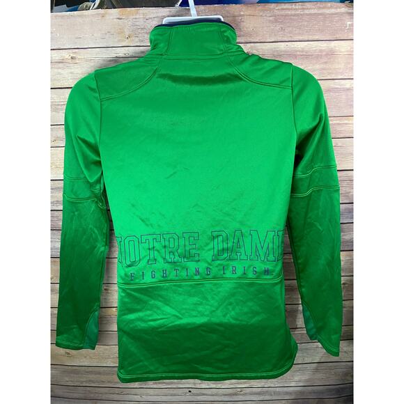 Under Armour Notre Dame Quarter-Zip Pullover Size Small Green ND Logo Fleece - Picture 2 of 8